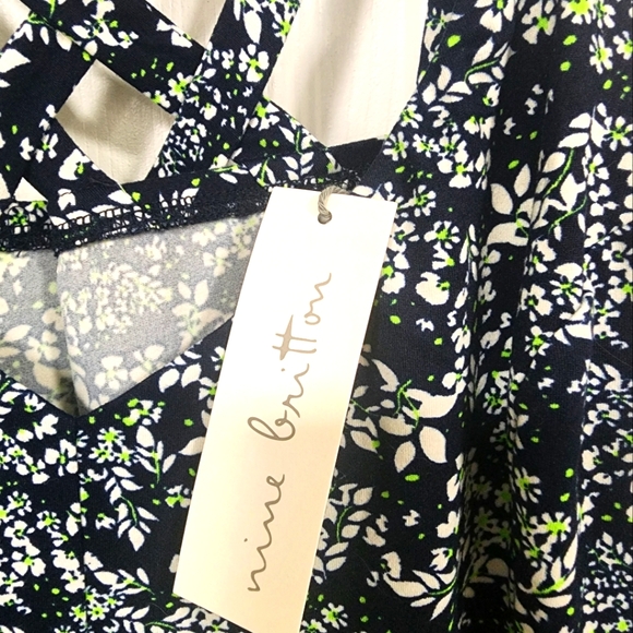 Floral Navy Blue and White Strappy Dress - Picture 4 of 5